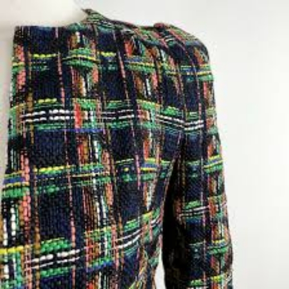 Zara textured weave jacket multicolor/green sz M NWOT - Picture 11 of 11